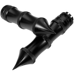 PartzBiz HD DS06302786 - Accutronix Black Knurled Diamond Custom 1" Grips Harley Cable Throttle