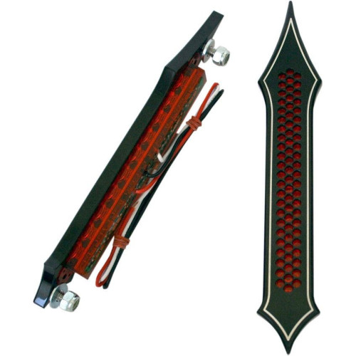 PartzBiz HD: 4425051-Accutronix Black Tribal Drilled Red Lens LED Sadddlebag Bag Lights Turn Brake | BL01-LDN