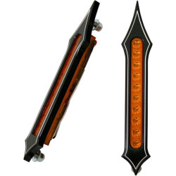 PartzBiz HD DS20401754 - Accutronix Black Tribal Slotted Amber Lens LED Sadddlebag Bag Lights Turn Brake | BL02-LSN