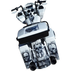 PartzBiz HD DS20401544 - Accutronix Black Tribal Slotted Red Lens LED Sadddlebag Bag Lights Turn Brake | BL01-LSN