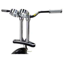 PartzBiz HD DS06021195 - Accutronix Chrome Bandit 12" Threaded Risers w/ Gauge Mount Adapter 1-1/8 Clamp