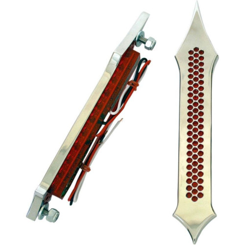 PartzBiz HD: 4425031-Accutronix Chrome Tribal Drilled Red Lens LED Sadddlebag Bag Lights Turn Brake | BL01-LDC