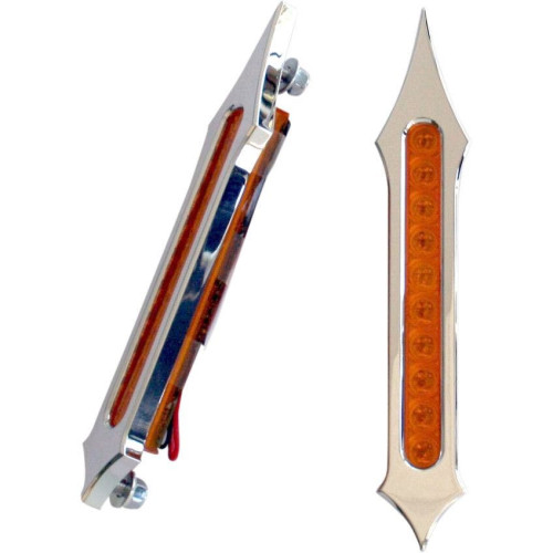 PartzBiz HD: 4425032-Accutronix Chrome Tribal Slotted Amber Lens LED Sadddlebag Bag Lights Turn Brake | BL02-LSC PartzBiz HD: 4425032-Accutronix Chrome Tribal Slotted Amber Lens LED Sadddlebag Bag Lights Turn Brake | BL02-LSC