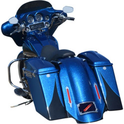 PartzBiz HD DS20401543 - Accutronix Chrome Tribal Slotted Red Lens LED Sadddlebag Bag Lights Turn Brake | BL01-LSC