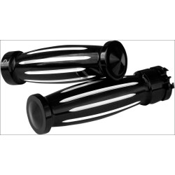 PartzBiz HD DS06301452 - Accutronix Custom Gothic Diamond Style Black Contrast Hand Grips Harley Cable Throttle