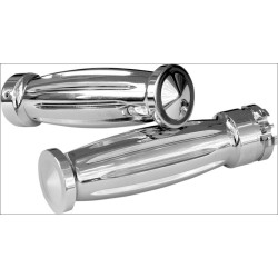 PartzBiz HD DS06301453 - Accutronix Custom Gothic Diamond Style Chrome Hand Grips for Harley Cable Throttle