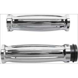 PartzBiz HD DS06301455 - Accutronix Custom Gothic Style Chrome Hand Grips for Harley Throttle by Wire | GR101-IC