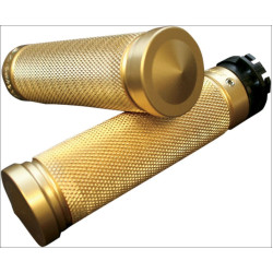 PartzBiz HD DS06301121 - Accutronix Custom Gothic Style Brass Hand Grips for Harley Cable Throttle | GR100-K5