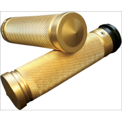 PartzBiz HD DS06301123 - Accutronix Custom Gothic Style Knurled Brass Hand Grips for Harley Throttle By Wire