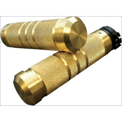 PartzBiz HD DS06301119 - Accutronix Custom Gothic Style Knurled Brass Hand Grips for Harley Cable Throttle
