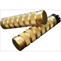 PartzBiz HD DS06301122 - Accutronix Custom Gothic Style Knurled Notched Brass Hand Grips for Harley Cable Throttle