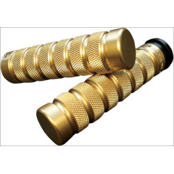 PartzBiz HD DS06301125 - Accutronix Custom Gothic Style Brass Hand Grips for Harley Throttle By Wire | GR101-KN5