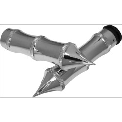 PartzBiz HD DS06301451 - Accutronix Custom Gothic Style Chrome Hand Grips for Harley Throttle by Wire | GR101-LC