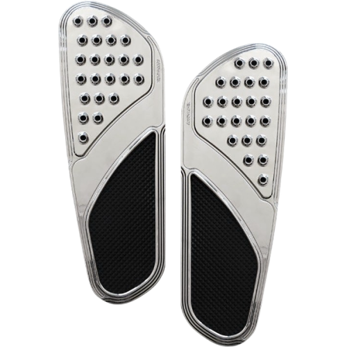 PartzBiz HD: 4425007-Accutronix FBF01-DVC Chrome Knurled Drilled Front Floorboards Harley 84-Up