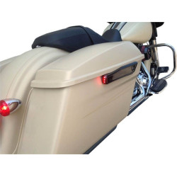 PartzBiz HD DS35011016 - Alloy Art Black LED Lighted Saddlebag Hinge Covers CNC Harley Touring 14-Up
