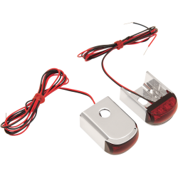 PartzBiz HD DS78061041 - Alloy Art Chrome w/ Red LED Red Lens Fender Strut LED Marker Light For Harley Dyna 1991-2005