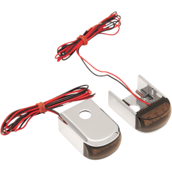 PartzBiz HD DS78061035 - Alloy Art Chrome w/ Red LED Smoke Lens Fender Strut LED Marker Light For Harley Dyna 1991-2005
