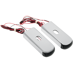 PartzBiz HD DS20200374 - Alloy Art Chrome w/ Red LED Smoke Lens Fender Strut LED Marker Light For Harley Dyna 2006-2014