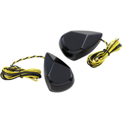 PartzBiz HD DS20201723 - Alloy Art MRL-1B Black Smoke Amber Lens LED Signal Marker Lights 98-19 Harley davidson electra road street glide king cvo turn indicator running custom lighting upgrade