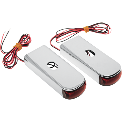 PartzBiz HD: 4424774-โลหะผสมศิลปะดิบ W/LED สีแดงเลนส์สีแดง Fender Strut LED MARKER Light สำหรับ Harley Dyna 2006-2014