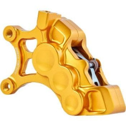 PartzBiz HD AN02-201 - Arlen Ness 02-201 Gold 6-Piston Caliper for 14" Disc Front Left Harley & Custom