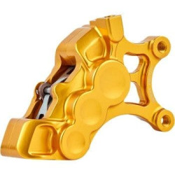 PartzBiz HD AN02-204 - Arlen Ness 02-204 Gold 6-Piston Caliper for 14" Disc Front Left Harley & Custom