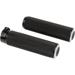 PartzBiz HD AN07-308 - Arlen Ness 07-308 Black Dual Ring 1-1/4" Grips for Cable Throttle Harley 76-Up