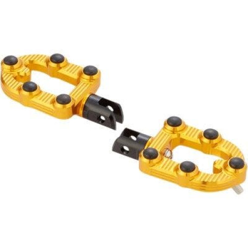 PartzBiz HD: 4424415-Arlen Ness 07-935 Gold Billet MX Driver Footpegs Set 18-Up Harley Softail