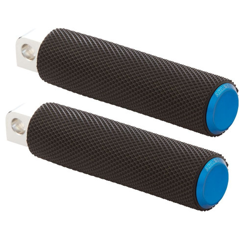 PartzBiz HD: 4424417-Arlen Ness 07-937 Fusion Knurled Male Mount Footpeg w/ Blue End Cap Harley 76-Up