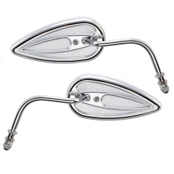 PartzBiz HD AN13-035 & AN13-036 - Arlen Ness 13-035 13-036 Chrome Left & Right Teardrop Mirror with Steel Stem Universal 1901-2241; 1901-2242 262979; 262980