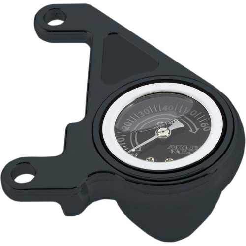 PartzBiz HD: 4424296-Arlen Ness 15-675 Black Radius Oil Pressure Gauge Kit Harley Twin Cam 99-17
