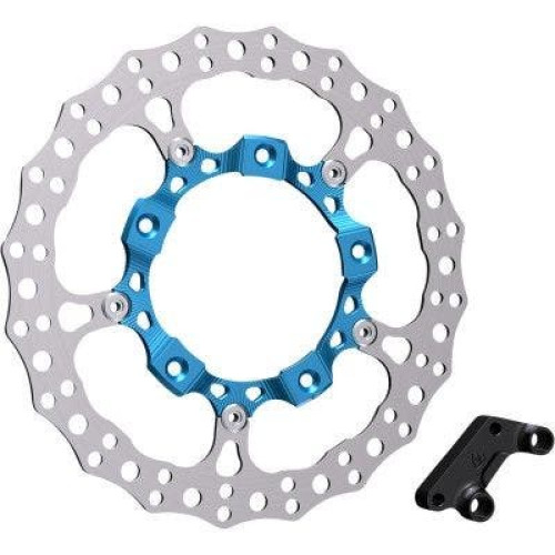 PartzBiz HD: 4424193-Arlen Ness 300-001 14” ชุดโรเตอร์เบรกใหญ่หน้าซ้ายสีน้ำเงิน Harley Touring FLH/T