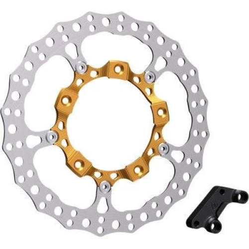 PartzBiz HD: 4424156-Arlen Ness 300-006 14” ชุดโรเตอร์เบรกใหญ่ด้านหน้าขวาสีทอง Harley Touring FLH/T