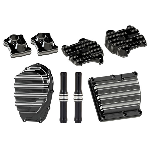 PartzBiz HD: 4424113-Arlen Ness 5-Piece Black 10-Gauge Engine Cover Kit 2017-2018 M8 Harley Touring 03-983 / 18-263 / 03-863 / 03-643 / 12-583 / 0940-1659 / 0940-1663 / 1105-0213 / 0928-0090 / 0940-1661