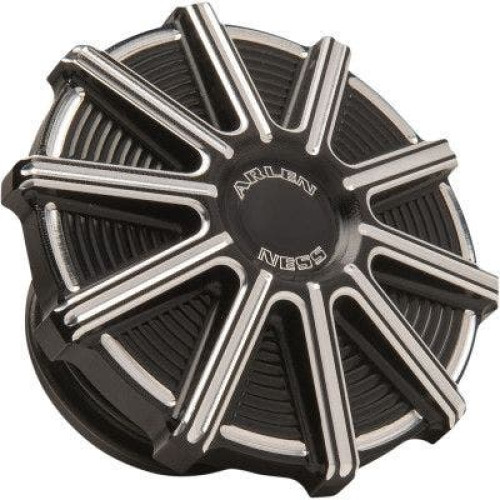 PartzBiz HD: 4424008-Arlen Ness 701-002 10 Gauge Gas Cap Black Cut Harley FLH FLS FXD XL 93-20 best for 0703-0849 07030849