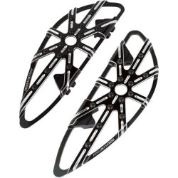 PartzBiz HD AN410-005 - Arlen Ness Black 10 Gauge พื้นไม้ปรับระดับได้ Driver Harley Softail 18-20