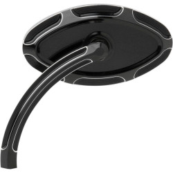 PartzBiz HD AN13-130 - Arlen Ness Black Beveled Short Stem Left Side Handlebar Mirror Harley or Metric | 13-130