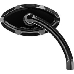 PartzBiz HD AN13-132 - Arlen Ness Black Beveled Short Stem Right Side Handlebar Mirror Harley or Metric | 13-132