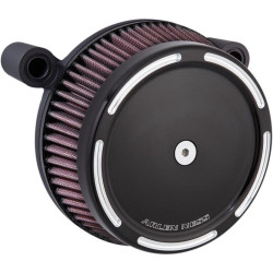 PartzBiz HD AN18-308 - Arlen Ness Black Big Sucker Stage I เครื่องฟอกอากาศพร้อมฝาปิดราง M8 17-18 | 18-308