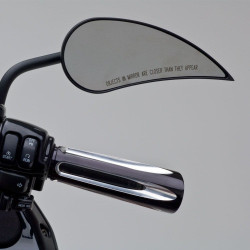 PartzBiz HD AN13-082/AN13-083 - Arlen Ness Black RAD III Teardrop Handlebar Mirrors Steel Stem Harley & Metric Pair