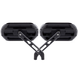 PartzBiz HD AN510-000 & AN510-002 - Arlen Ness Black Sidekick Oval Mirrors Left & Right Harley Universal 0640-1450 06401450 0640-1452 06401452  victory indian cruiser touring motorcycle