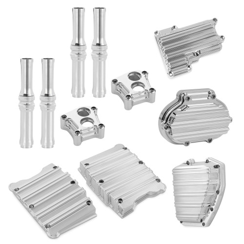 PartzBiz HD: 4423794-Arlen Ness Chrome 10 Gauge Motor Transmission Engine Cover Package Cable 08-16 | 91-123