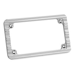 PartzBiz HD AN12-135 - กรอบป้ายทะเบียน Arlen Ness Chrome 10-Gauge Ness 4x7 สำหรับ Harley & Metric | 12-135
