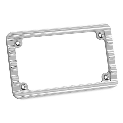 PartzBiz HD: 4423796-กรอบป้ายทะเบียน Arlen Ness Chrome 10-Gauge Ness 4x7 สำหรับ Harley & Metric | 12-135