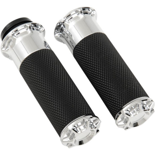PartzBiz HD: 4423737-Arlen Ness Fusion Chrome Beveled Hand Grips สำหรับ Harley Dual Cable Throttle รุ่น | 07-330