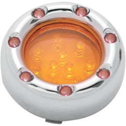 PartzBiz HD AN12-757 - Arlen Ness Chrome Fire Ring Turn Signals White LED Amber Lens Bullet Deuce Style - 12-757
