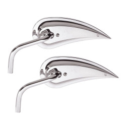 PartzBiz HD AN13-072/AN13-073 - Arlen Ness Chrome RAD III Teardrop Handlebar Mirrors Steel Stem Harley Pair