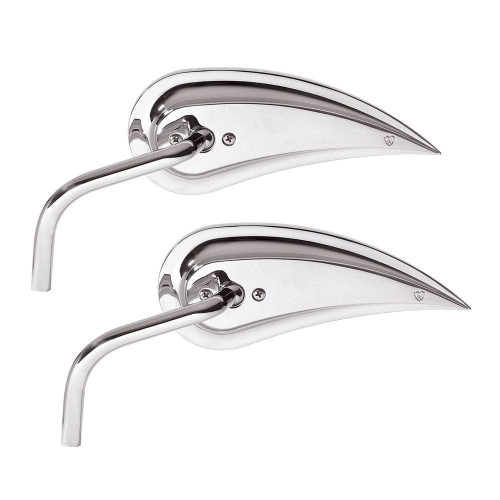 PartzBiz HD: 4423654-Arlen Ness Chrome RAD III Teardrop Handlebar Mirrors Steel Stem Harley Pair