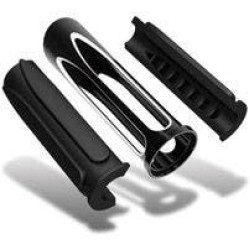 PartzBiz HD AN07-051 - Arlen Ness 07-051 Black Deep Cut Comfort Hand Grips 84-17 Harley Cable Throttle 06300975 0630-0975 262948