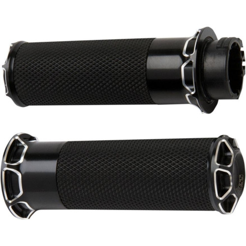 PartzBiz HD: 4423592-ปลอกแฮนด์ Arlen Ness Fusion Black Beveled Harley Throttle By Wire Models | 07-329